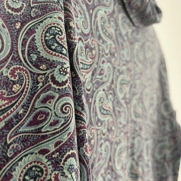 Vintage 90s LL Bean Womens Mock Neck Long Sleeve Purple Paisley Shirt Small - Picture 7 of 10